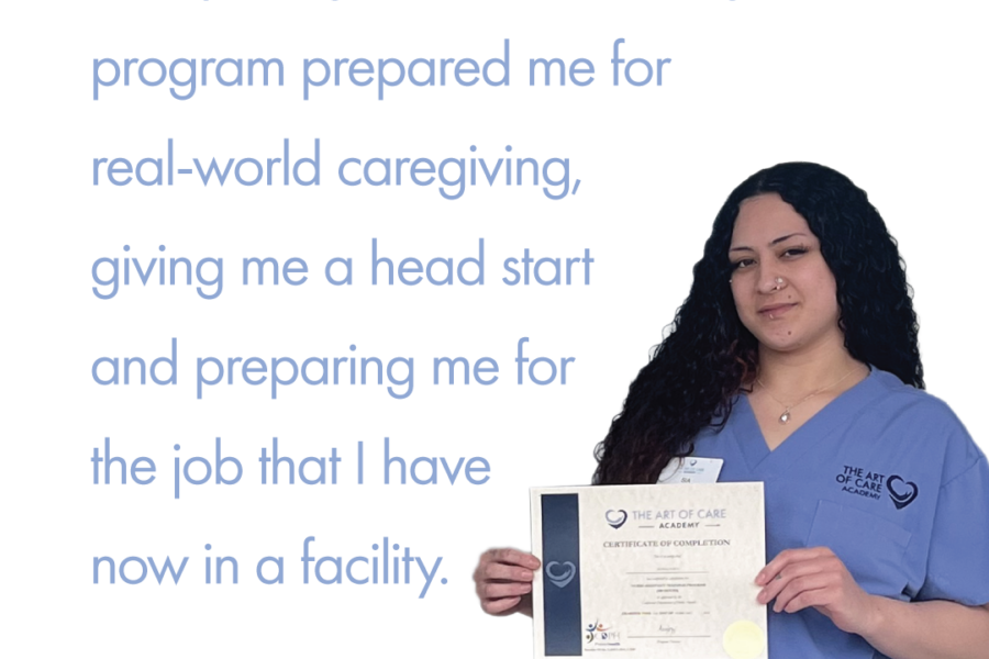 Completing the CNA training program prepared me for real-world caregiving, giving me a head start and preparing me for the job that I have now in a facility. Quote from Sia Tupou, CNA Graduate of the class of 2025